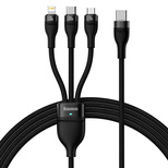 Baseus Flash Series II Kabel USB Typ C - USB Typ C / Lightning / Micro USB 100 W 1,5 m schwarz (CASS030201)