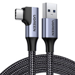 Kabel kątowy Ugreen US385 USB-A / USB-C 90º 5Gb/s 3A 1m - czarny