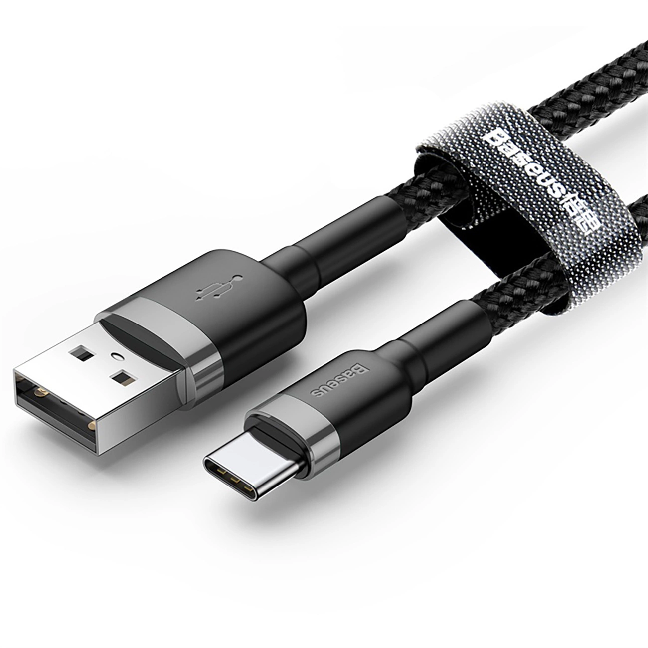 Baseus Cafule USB-A / USB-C QC 3.0 3A cable 1 m - black and gray on white background