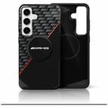 AMG Double Layer Rhombs MagSafe Case for Samsung Galaxy S25 - Black/Red