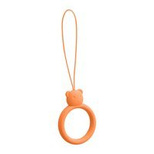 Ein Silikon-Lanyard für einen Telefonbärenring am Finger orange