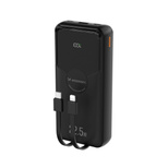 Wozinsky WFC-15B 20000mAh 22,5W PD20W Powerbank mit integrierten Lightning und USB-C-Kabeln – Schwarz