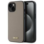 Etui DKNY Grained Metal Logo MagSafe na iPhone 15 - beżowe