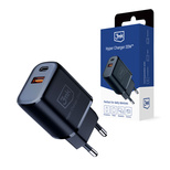 3mk Hyper Charger 20W USB-C USB-A Wandladegerät – Schwarz