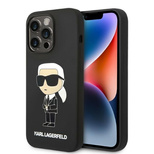 Karl Lagerfeld Silikon-Ikonik-Hülle für iPhone 14 Pro Max – Schwarz