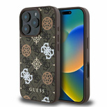 Guess Peony On 4G Background MagSafe Hülle für iPhone 16 Pro - Braun