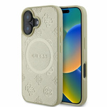 Guess Saffiano Peony Classic Logo MagSafe Hülle für iPhone 16 - Gold