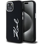 Etui Karl Lagerfeld Silicone Metal Script Logo na iPhone 15 - czarne
