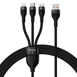 Baseus Flash Series II Kabel USB - USB Typ C / Lightning / Micro USB 100 W 1,2 m schwarz (CASS030001)