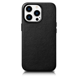 iCarer Case Lederhülle Echtlederhülle für iPhone 14 Pro Max schwarz (WMI14220708-BK) (MagSafe-kompatibel)