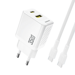 Dudao A27MaxCEU PD QC 35W USB-A/USB-C-Wandladegerät mit USB-C-Kabel – Weiß