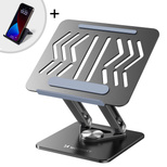 Wozinsky WRS-CPY84SB 360 aluminum laptop stand with additional smartphone stand - black