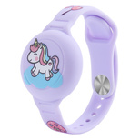 AirTag Silikon-Armbandhülle für Kinder – Lila mit Einhorn