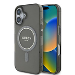 Guess IML Glitter Circle MagSafe Hülle für iPhone 16 – Schwarz