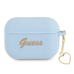 Guess GUAPLSCHSB AirPods Pro Cover Blau/Blau Silicone Charm Heart Collection