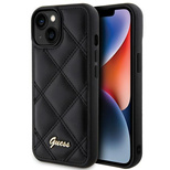 Guess Quilted Metal Logo Hülle für iPhone 15 – Schwarz