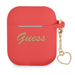 Guess GUA2LSCHSR AirPods cover red/red Silicone Charm Heart Collection