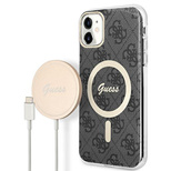 Set Guess GUBPN61H4EACSK Case+Charger iPhone 11 6.1" black/black hard case 4G Print MagSafe