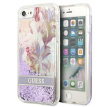 Etui Guess Flower Liquid Glitter na iPhone SE 2022 / SE 2020 / 7 / 8 - fioletowe