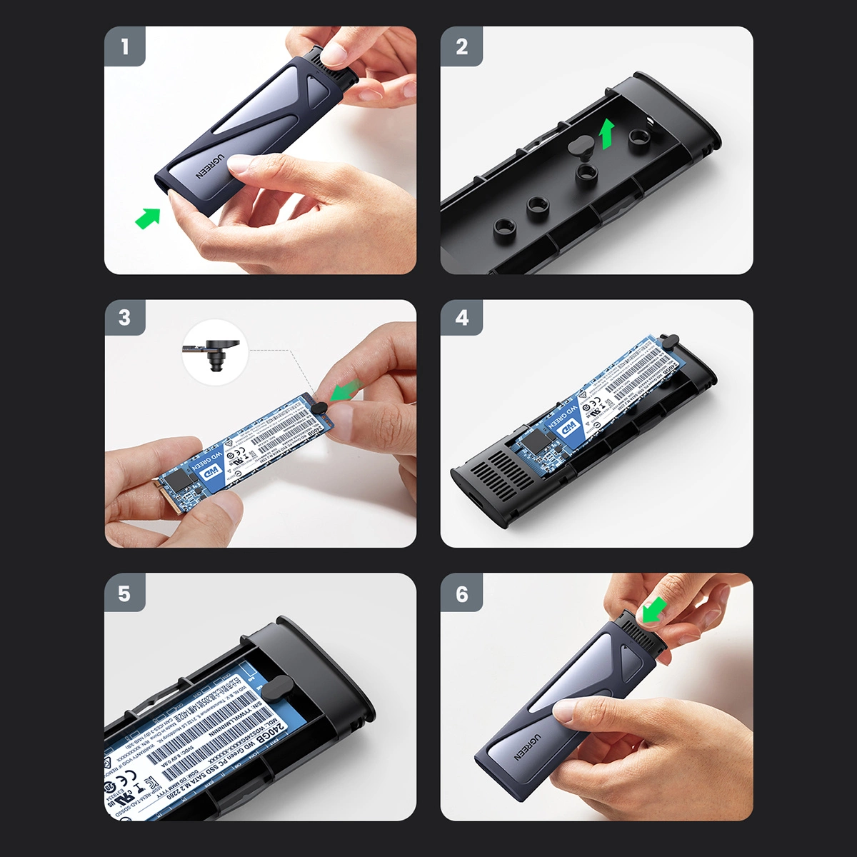 Instructions for mounting the disk to the Ugreen disk tray