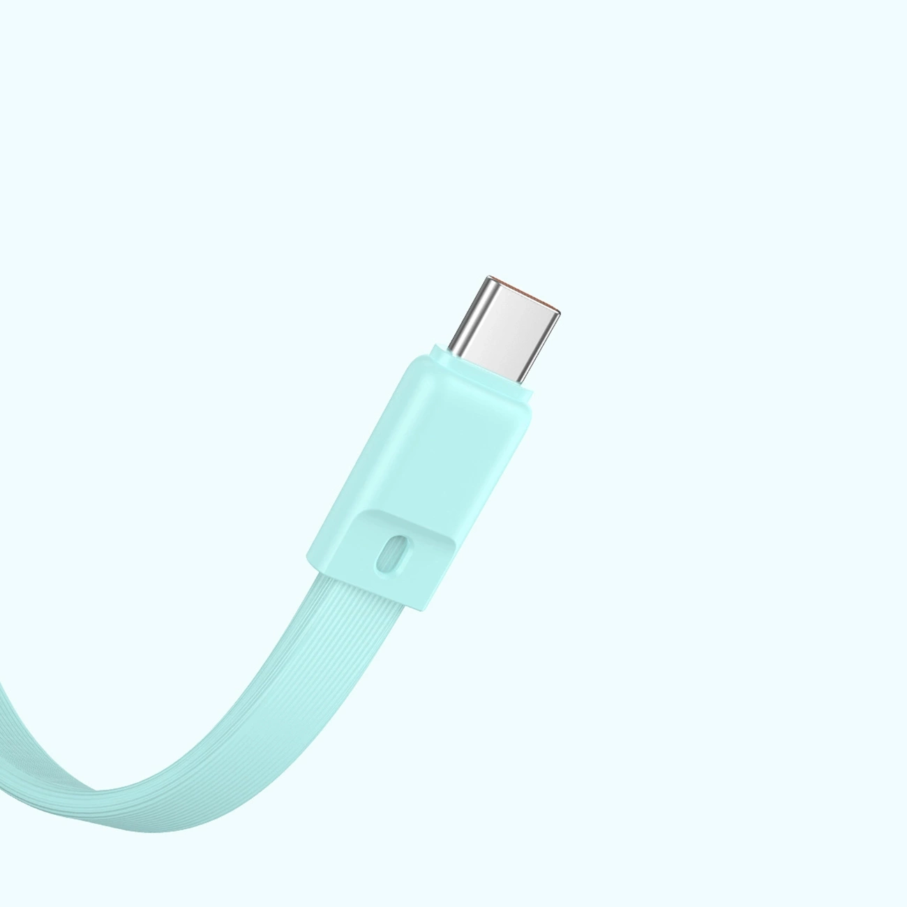 Cable with a USB-C connector on a blue background