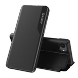 Eco Leather View Case, an elegant case with a flap and stand for iPhone 16e / 17e - black