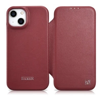 iCarer CE Premium Leather Folio Case skórzane etui iPhone 14 Plus z klapką magnetyczne MagSafe czerwony (WMI14220715-RD)