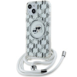 Karl Lagerfeld IML Crossbody Monogram Karl &amp; Choupette Head MagSafe Case for iPhone 15 / 14 / 13 - Transparent