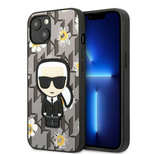 Karl Lagerfeld Flower Ikonik Karl Hülle für iPhone 13 mini – Grau