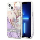 Guess GUHCP13SLFLSU iPhone 13 mini 5.4&quot; purple/purple hardcase Flower Liquid Glitter