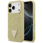 Guess Strass Dreieck Logo iPhone 17 Pro Hülle - Gold