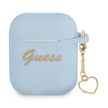 Guess GUA2LSCHSB AirPods 1/2 cover blue/blue Silicone Charm Heart Collection