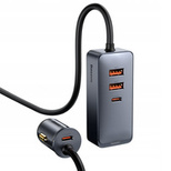 Baseus Share Together 120W PPS Car Charger 2xUSB-A 2xUSB-C with Extension Cable - Gray - OUTLET