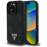 Guess Grained Hot Stamp Peony Triangle Logo MagSafe Case für iPhone 16 Pro Max - Schwarz