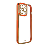 Fashion Case etui do iPhone 12 Pro żelowy pokrowiec ze złotą ramką czerwony