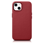 iCarer Case Leather case cover made of natural leather for iPhone 14 Plus red (compatible with MagSafe)