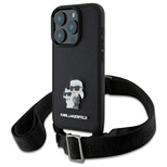 Etui Karl Lagerfeld Saffiano Karl&Choupette Metal Pin CBDY Strap na iPhone 16 Pro Max - czarne