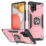 Wozinsky Ring Armor Case Kickstand Tough Rugged Cover for Samsung Galaxy A42 5G pink