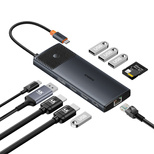 USB HUB 11in1 Baseus Metal Gleam Series II USB-A/USB-C PD/HDMI/DP/RJ45/SD/TF - black