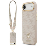 Etui Guess 4G Strass Logo & Big Strap Metal Buttons MagSafe na iPhone Air - różowe