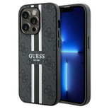 Guess 4G Printed Stripes MagSafe-Hülle für iPhone 15 Pro – Schwarz