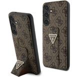 Guess Grip Stand 4G Triangle Strass Hülle für Samsung Galaxy S24+ - braun