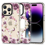 Tech-Protect MagMood MagSafe iPhone 15 Pro Max Case - Purple Roses