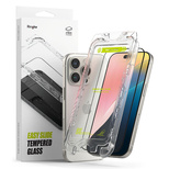 Ringke Easy Slide 2-pack Black Frame Tempered Glass for iPhone 16 Pro