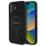 Guess Saffiano Classic Logo MagSafe-Hülle für iPhone 16 – Schwarz