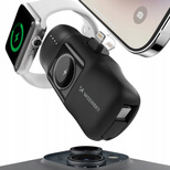Wozinsky WF16-YLS 5000 mAh 15 W Lightning Mini-Powerbank mit integriertem USB-C-Kabel und Apple Watch Ladegerät – Schwarz