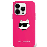 Karl Lagerfeld Silikon-MagSafe-Hülle mit Choupette-Kopf-Aufdruck für iPhone 16 – Fuchsia