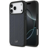 Mercedes Leather Laurel Leaves Stripes MagSafe Case für iPhone 17 Pro Max - Blau