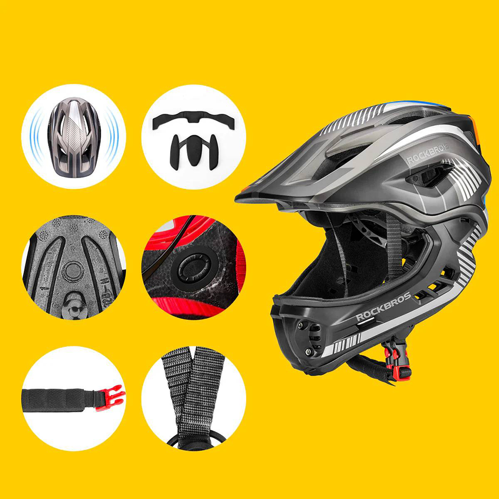 Components of the Rockbros TT-32SBTG-S children's bicycle helmet