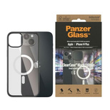 PanzerGlass ClearCase Hülle mit MagSafe antibakteriell für iPhone 14 Plus / 15 Plus – transparent und schwarz